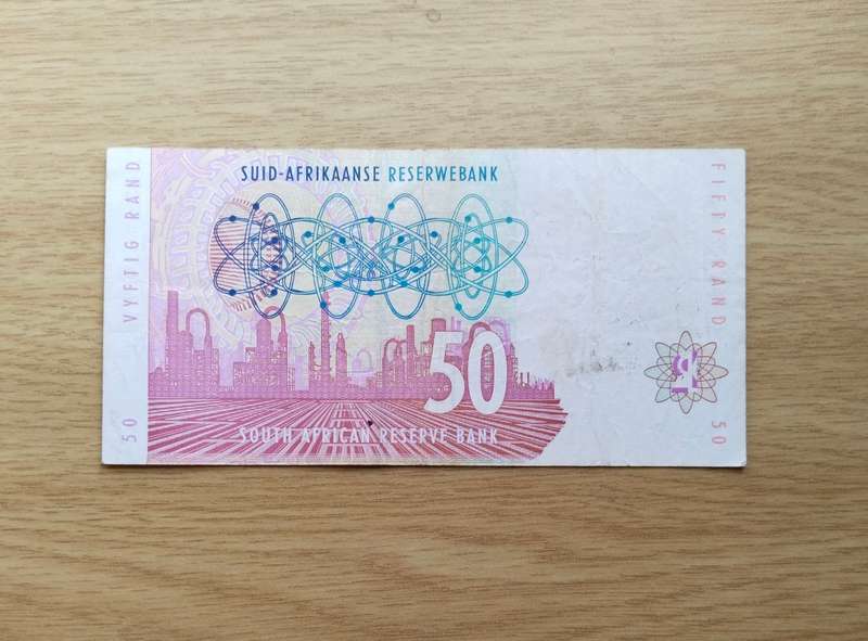 South Africa Red Water Variety Stalls R50 Bank Note. AF (988)