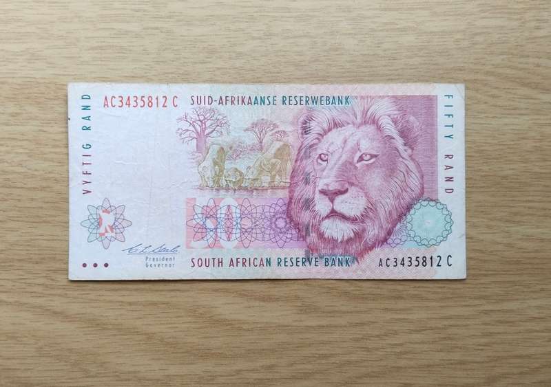South Africa Red Water Variety Stalls R50 Bank Note. AC (812)