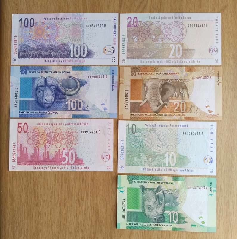 South Africa Gill Marcus Collection of 7 Old Bank Notes. R310 in Total.