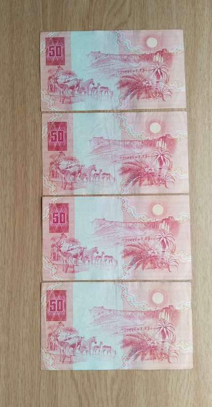 South Africa CL Stals Collection of 4 Old R50 Bank Notes.