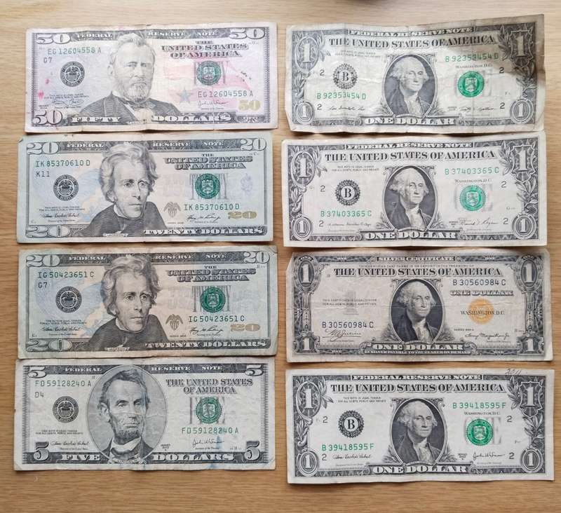 Collection of 147 American dollars. ( R 2787.16) In today`s exchange rate.