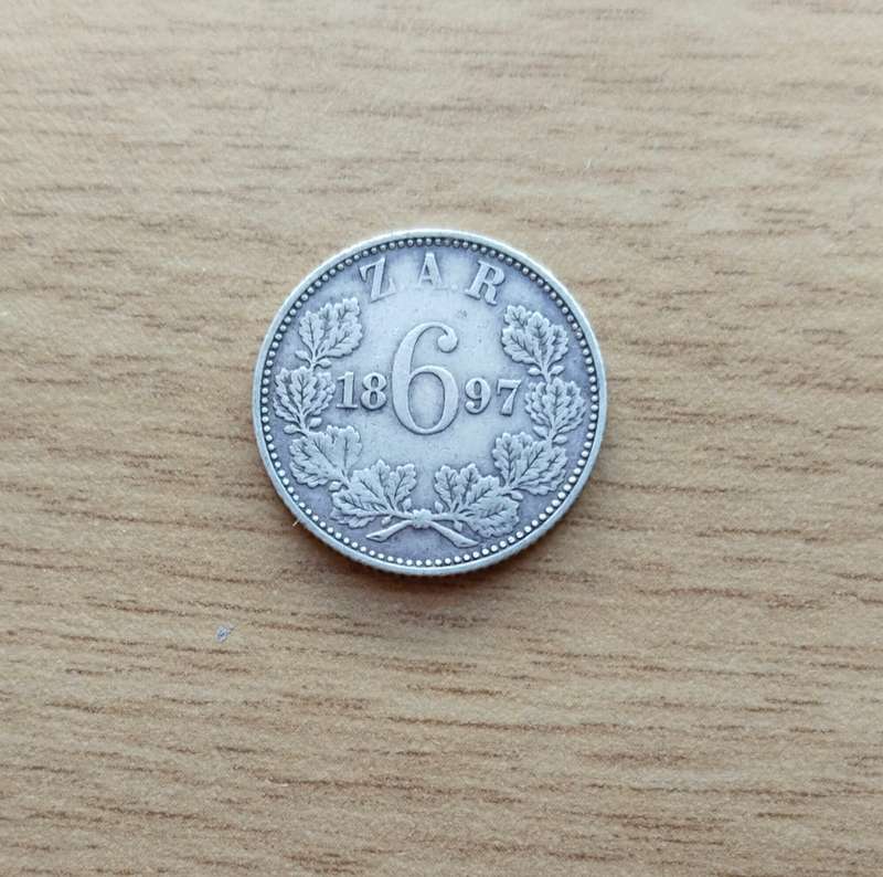 ZAR Paul Kruger 1897 Silver Sixpence.