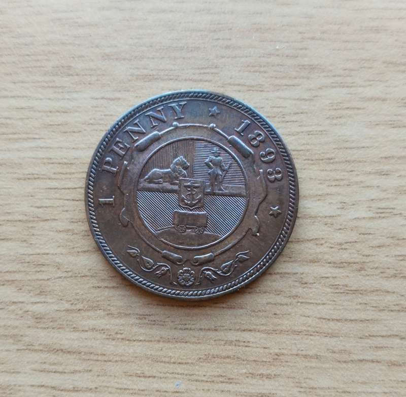 ZAR Paul Kruger 1893 Penny. Rare coin and in good condition.