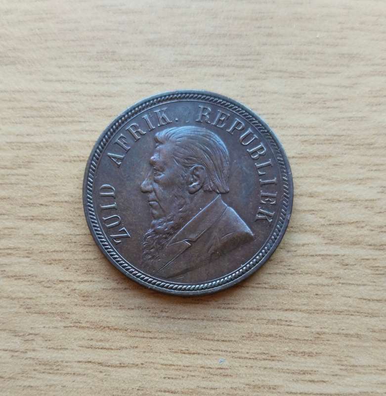 ZAR Paul Kruger 1893 Penny. Rare coin and in good condition.