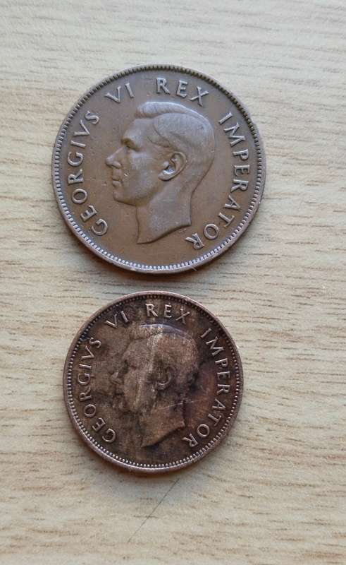 South Africa 1940 Penny and Half Penny.