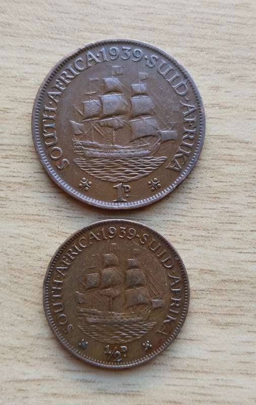 South Africa 1939 Penny and Half Penny.