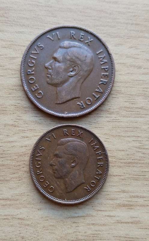 South Africa 1939 Penny and Half Penny.
