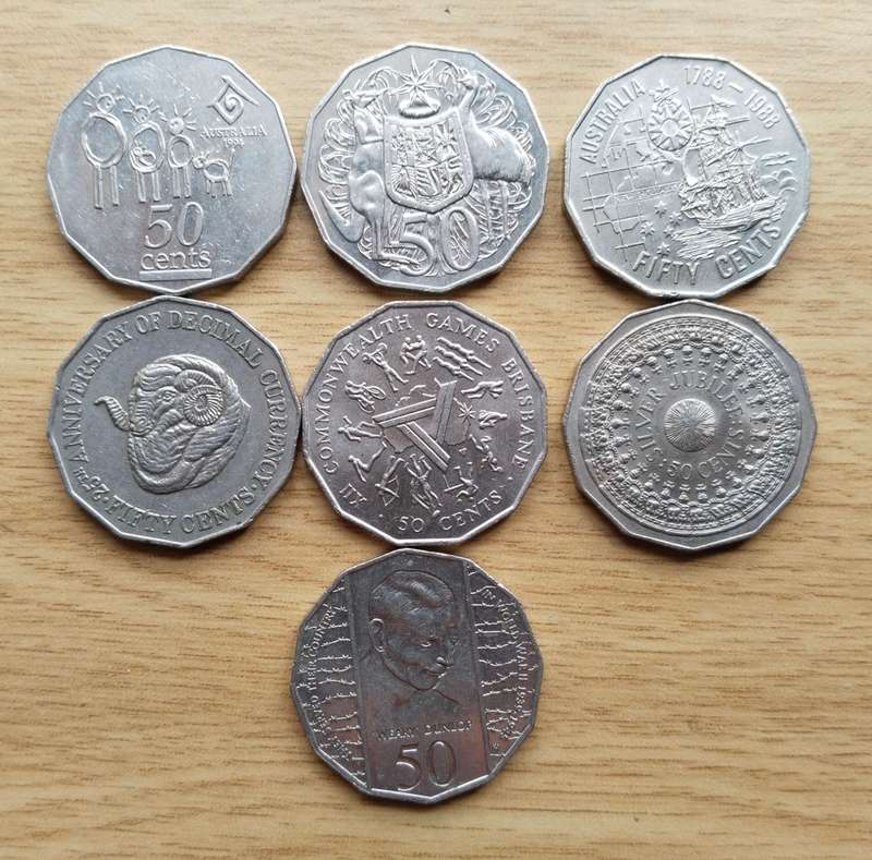 Australia collection of 7 Different Commemorative 50 cents.