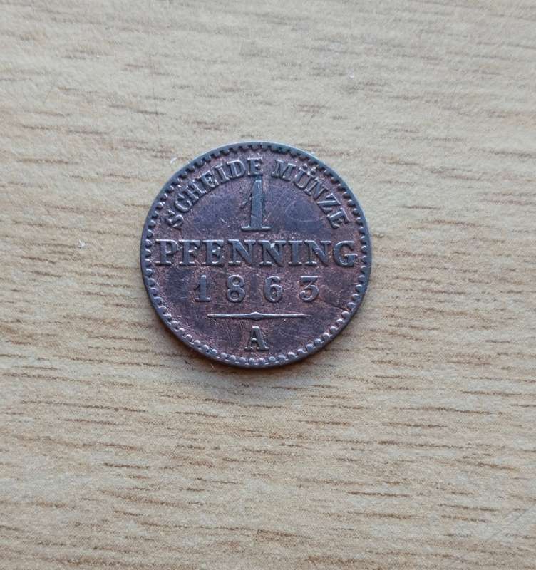 German States Prussia 1863 A 1 Pfennig. Good condition.