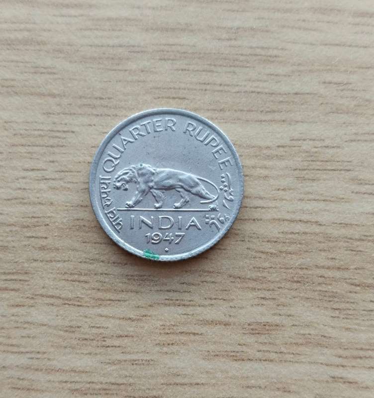 India 1947 Quarter Rupee. Good condition.