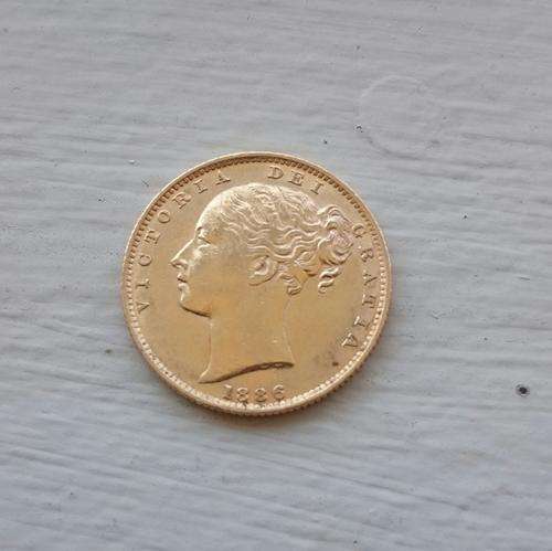 1886 gold full sovereign mintmark S in good condition. Shield back