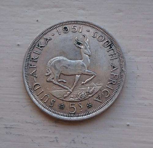South Africa silver 1951 5 shillings in good condition.