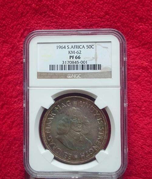 South Africa silver 1964 50 cent graded proof 66 by NGC