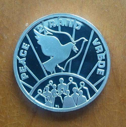 Sterling silver 1993 peace two rand. 33.626 grams (92.5 silver) 4800 made