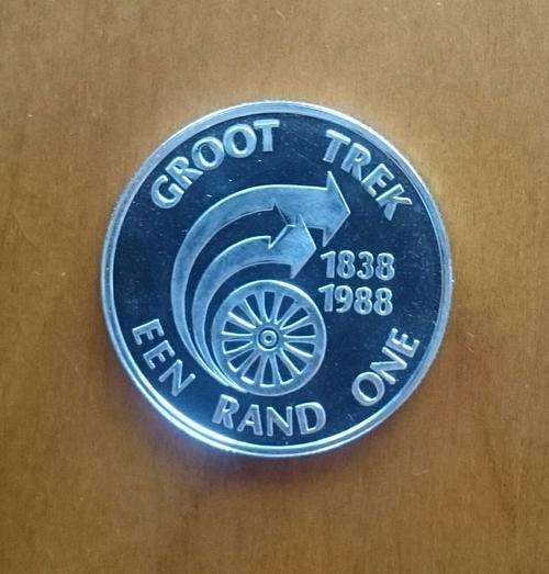 Proof south Africa silver one Rands 1988 GROOT TREK.
