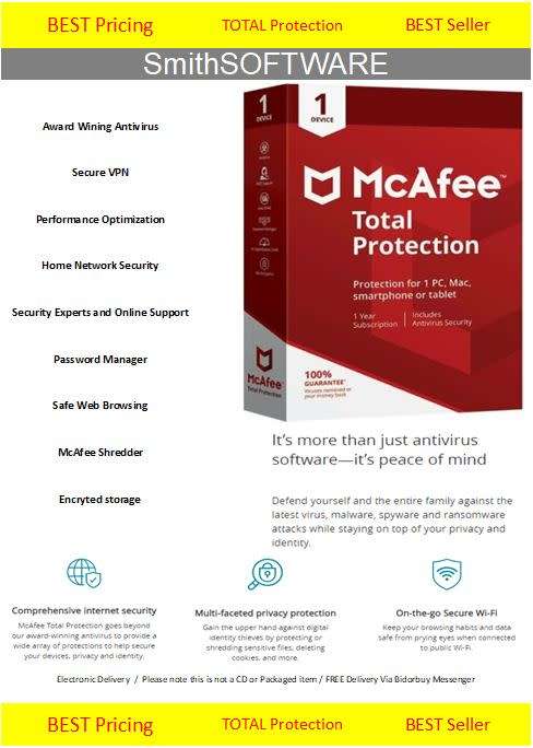 McAfee TOTAL Protection 1 Device 10 YEAR