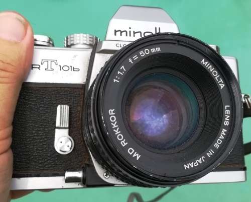 VINTAGE MINOLTA  SR T 101 WITH  MINOLTA ROKKOR-PG 1:1.7 F=50mm LENS