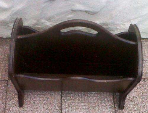 ANTIQUE MAGAZINE- LP'S  RACK  (DARK WOOD)