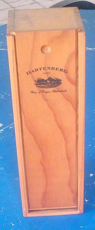 HARTENBERG  WINE WOOD BOX  (11cm sq x  36 cm long)