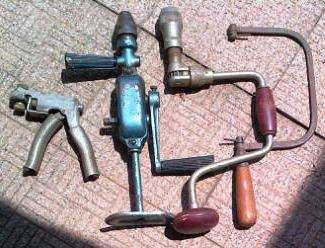 VINTAGE HAND DRILL + BRACE  +SAW +PUNCH