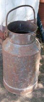 Antique very old 1800s Metal Milk Can (stamped MADONELA)