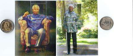 Mandela Inauguration coin +90th birthday brand new coin & stamps