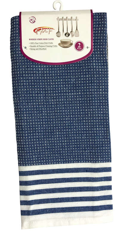 FMF Bulk Pack - 12 Pack Assorted Border Stripes Dish Cloth 45x70cm