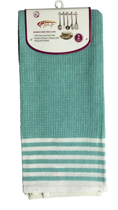 FMF Bulk Pack - 12 Pack Assorted Border Stripes Dish Cloth 45x70cm