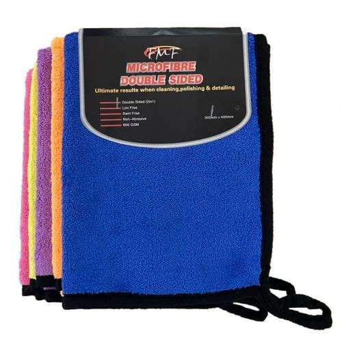 FMF 5 Pack Assorted Microfibre Double Sided 30cm x 40cm - 600 GSM