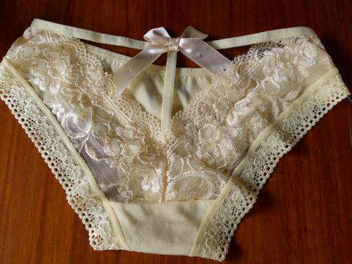 Pretty light yellow lace panties