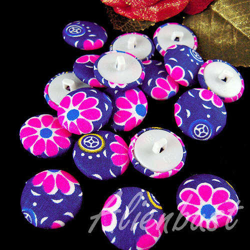 2cm diameter colourful pink and purple floral custom made fabric buttons 8 piece