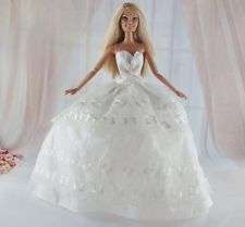 Handmade Barbie cream double layered designer ball gown dress