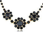 Jet black sunflower dahlia bohemian circular gothic crystal element necklace