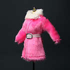 Barbie doll pink fluffy fur jacket with matching shoes