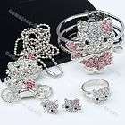 Hello Kitty jewellery set with necklace & pendant, bangle or bracelet, ring and earrings