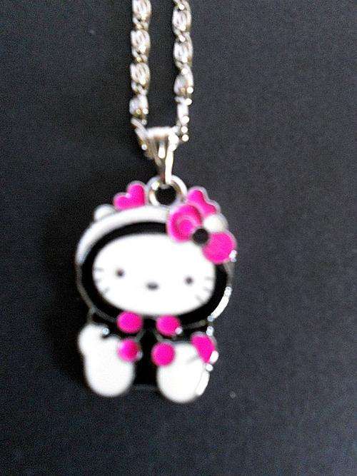 Space or diving Hello Kitty & pink bow pendant and necklace chain