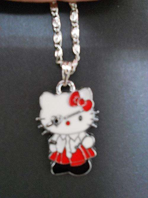 red HELLO KITTY eyepatch pendant and necklace chain