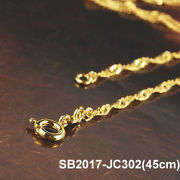 45cm 9K solid gold filled ladies wave chain necklace