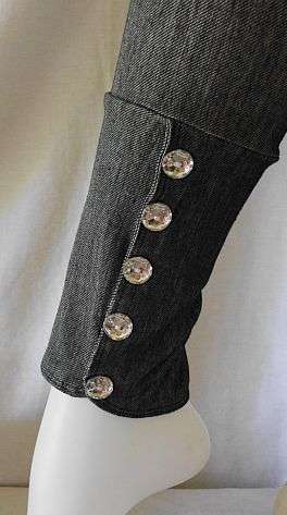 black denim jean-like tights leggings with decorative RHINESTONES near ankle - size small to medium