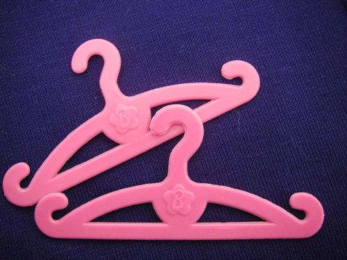 10 X small pink coat hangers for Barbie clothes
