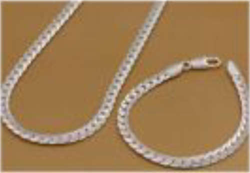 Handsome embossed 6mm width sterling silver filled men's necklace and bracelet chain. Excellent qual