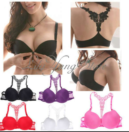 Pink or Black decorative Halter strap Push-Up bras size 32B