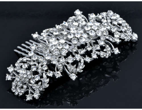 Genuine Czech crystal elements leaves branches statement head piece hair comb