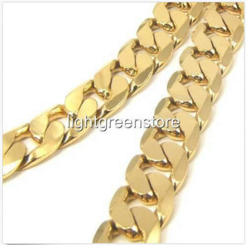 18k gold filled thick chunky Curb necklace 50cm length, 12mm wide
