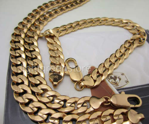 24k embossed gold filled necklace bracelet set