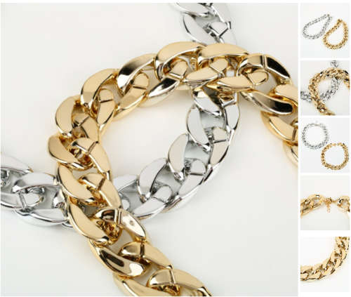 gold tone silver tone thick chunky women's fashion necklaces girls