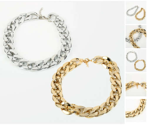gold and silver tone thick chunky women's girls necklaces chains