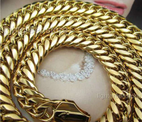 18K  Yellow Gold Filled Men's Chunky Heavy Curb chain necklace 1.2cm thick