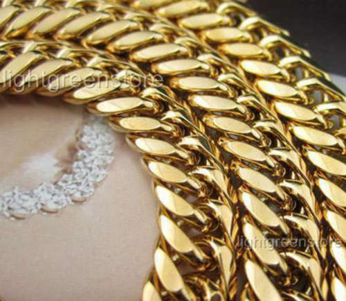 mens gold filled 18cr 18k chain necklace curb heavy thick