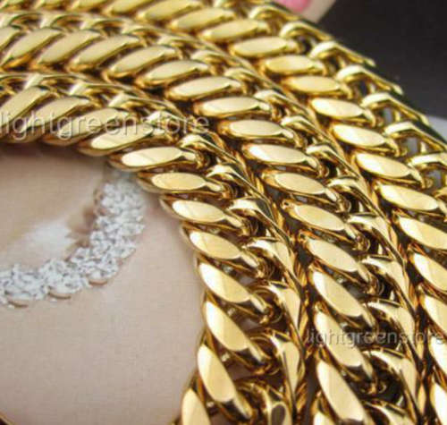 mens gold filled curb chain necklace chunky thick ha